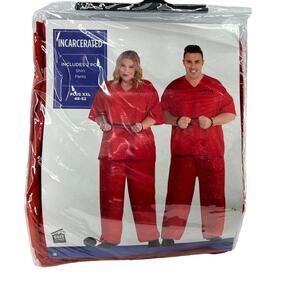Incarcerated Adult Costume, Plus XX-Large by Amscan in Orange Plus Size XXL